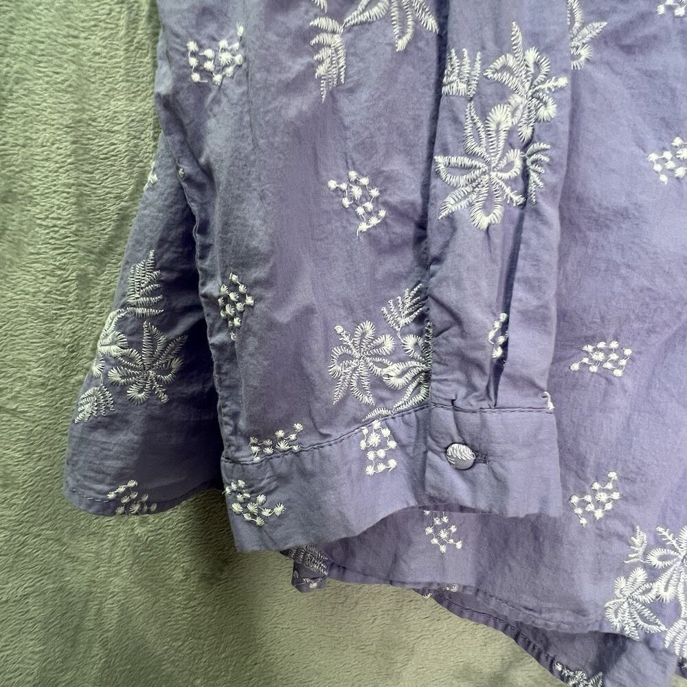 O-necue‎ Popover Blouse Embroidered Womens 5XL Purple Floral Long Sleeve Cotton - Picture 9 of 16